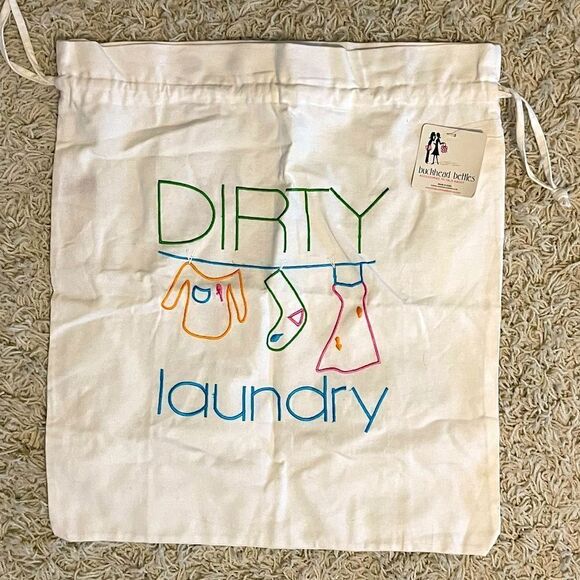 Buckhead Bettie’s NWT Dirty Laundry Drawstring Bag, embroidered - Picture 1 of 5